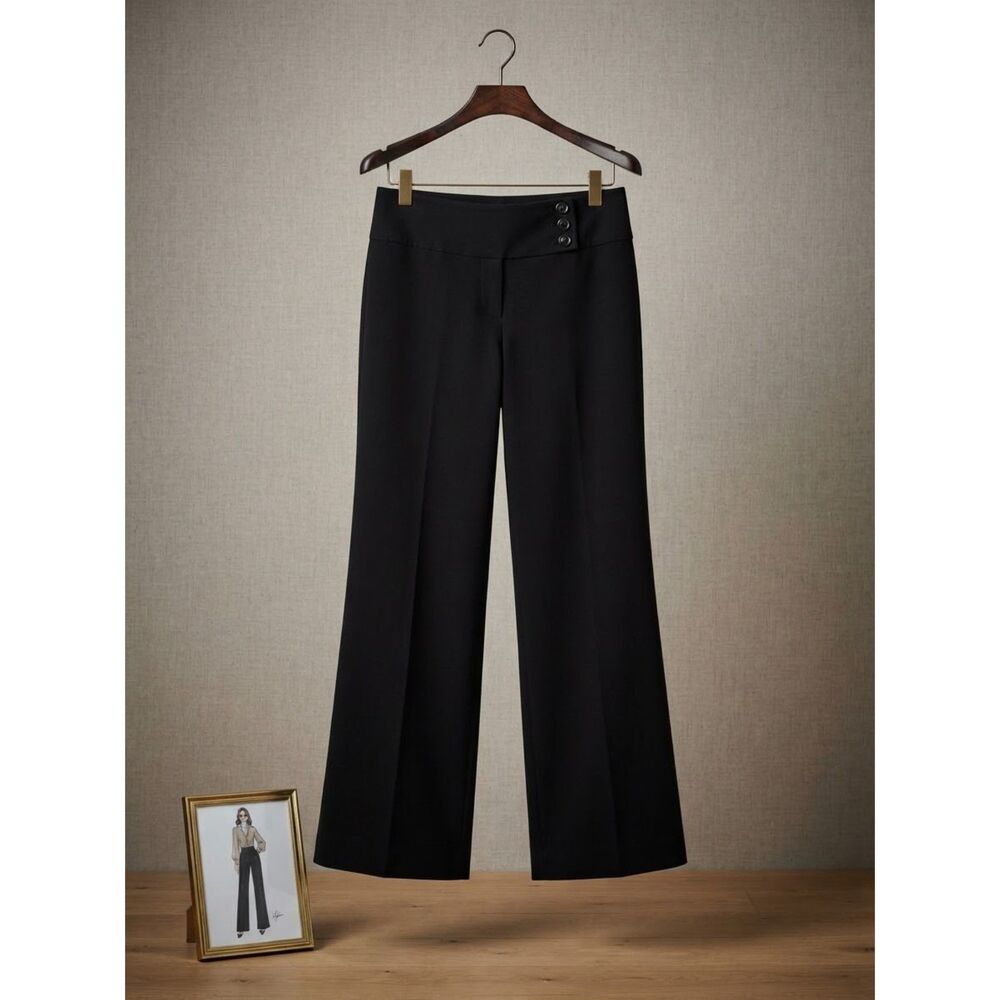 iZ Byer Black Wide Leg Dress Pants Size 5 High Waisted Trouser Corporate EUC